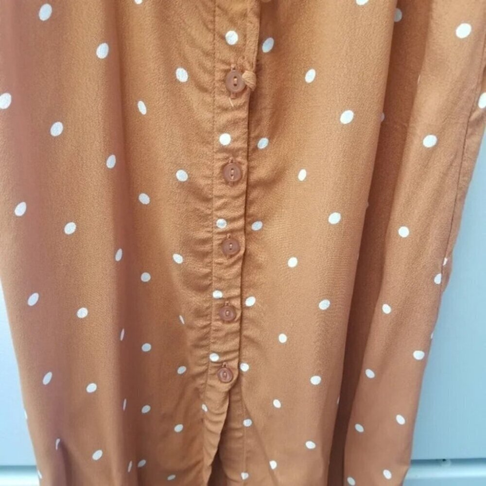 For Love and Lemons Natalia Midi Polka Dot Orange Saffron Dress XS - Picture 12 of 16